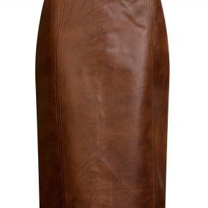 LIZE cognac lang leren rok